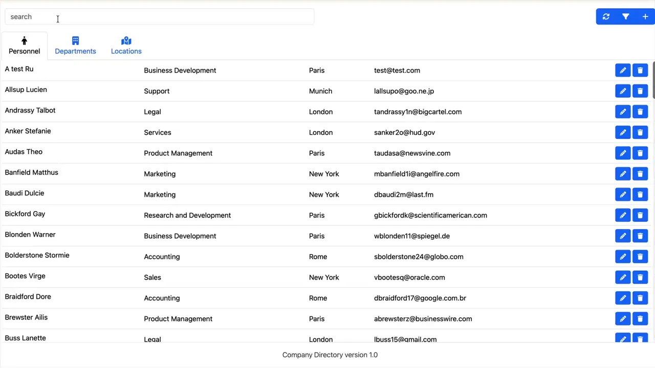 Company Directory V1 screenshot